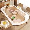 Flor Transparente Ovalado Mantel de Mesa Impermeable y a Prueba de Aceite PVC Vidrio Suave Mantel No Lavable Alfombrilla Protectora de Escritorio Antiescaldante