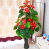 Hongyun Dangtou árvore falsa árvore palma vermelha flor artificial em vaso plástico verde flor decorativa sala de estar bonsai planta verde