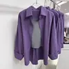 Camisa Púrpura de Taro para Mujer en Primavera y Otoño Diseño Coreano Nicho Holgada Adelgazante Versátil Camisa Chaqueta de Manga Larga para Mujer