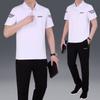 Novo conjunto esportivo casual de algodão para outono e inverno masculino, conjunto de duas peças com suéter de gola redonda para fitness e corrida, masculino de meia-idade
