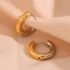 Brincos de Moda Europeus e Americanos Simples Populares Versáteis Joias Aço Inoxidável Formato C Emenda Duas Cores Brincos Sólidos para Mulheres