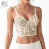 Comércio Exterior Europeu e Americano Chiffon Renda de Cílios Floral Camisola Espartilho de Barbatanas Doce e Sedutor Top Outerwear para Cintura de Férias na Praia