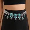 Corrente de Cintura de Moedas Metálicas Estilo Étnico Retrô para Mulheres, Cinto de Cintura Ajustável para Vestido com Design de Coração, Borboleta, Flor e Franja