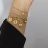 Pulsera S40 Diseño de Fábrica Oro de 18K Pulsera Simple de Oro Inyectado Chapada en Oro Pulsera con Colgante de Amor