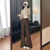 Pantalones acampanados negros para mujer, colección otoño 2026, diseño que alarga las piernas, tiro alto, estilo supermodelo, corte ajustado, elásticos, casual, pantalones de campana