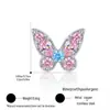 Aretes de acero de titanio con bola retorcida estilo coreano y mariposa micro pavimentada con circonita, multicolor, puño de oreja de nudo de mariposa, broquel para lóbulo