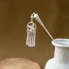 Grampo de Cabelo Estilo Étnico com Franjas Geométricas Vazadas, Grampo de Cabelo Moderno com Gotejamento de Óleo em Formato de Gota d'Água, Acessório de Cabelo Hanfu para Mulheres