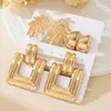 Par de Aretes Gladiadores Cuadrados Dorados Geométricos Huecos Vintage para Mujer Aretes Regalo Festivo Diario