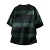Camiseta de manga corta con estampado de rayas tie-dye 2026 para hombre, estilo retro americano, corte holgado, top de media manga de verano para pareja, camiseta de marca moderna