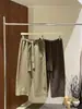 [Primeiro Lançamento] Treze Linhas Outono Inicial Estilo Francês para o Trabalho Calça Cigarette com Amarração na Cintura Linho Viscose Cropped Calça Casual para Mulheres KA6183