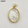 Wt-Jp464 Colgante Religioso Más Vendido Paloma de la Paz y Cruz Colgante de Concha de Ángel Joyería Chapada en Oro de 18K