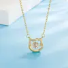 Colar feminino em prata de lei s925 Shenzhen, corrente para clavícula com pingente de gato kt batendo o coração, joias femininas de prata de luxo leve, moda