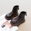 Botas tipo Martin de Estilo Británico para Niñas 2026 Otoño/Invierno Botas de Cuero Negro Suela Suave Botas para Niñas Pequeñas Botas Cortas Versátiles para Niños