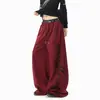Calça casual estampada de cintura dupla da moda estilo chinês para homens e mulheres, calça de perna larga color-block estilo rua outono, calça de moletom para dança de jazz
