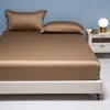 Sábana Bajera Ajustada de Tencel de Color Sólido, Pieza Única de Lyocell, Protector de Colchón Enfriador para Dormir Desnudo, Sábana de Cama de Cobertura Total, Ropa de Cama Antideslizante