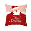 Funda de almohada estampada temática navideña con diseño de Santa Claus y renos de dibujos animados, funda decorativa para cojín de sofá festivo