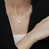 Corrente de Lábios Personalizada Transfronteiriça Europeia e Americana Colar com Pingente Simples de Coração Colar de Corrente para Clavícula Feminino Nicho de Luxo Coração de Pêssego