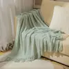 Manta tejida, manta de sofá, manta fina con borlas, manta para aire acondicionado de oficina, manta para ventana de mirador, manta para siesta de verano, manta pequeña