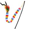 Venta al por mayor Hogar Pluma Campana Palo Teaser para Gato Juguete para Gato Interactivo Alivio del Aburrimiento Oruga Rayada Arcoíris Palo Teaser para Gato