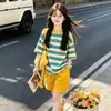 Conjunto de Verano para Niñas 2026 Nuevo Estilo Camiseta de Manga Corta Infantil, Muy Elegante, Ropa de Moda Dopamina Estilo Coreano para Niños Mayores