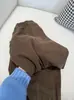 Calça Larga de Fleece Fino Outono/Inverno Estilo Preguiçoso Solta Caimento Fluido Perna Larga Calça Feminina que Cobre o Quadril Versátil Solta Temperamento Calça Longa de Perna Reta