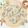 Novo Macacão de Bebê 2025 Roupas de Outono Tecido Zou Floral Saco Vestido Mijão Estilo Ocidental Fino Macacão de Rastejar Bebês e Crianças Pequenas