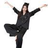 Pijama Mujer Libro Rojo Pequeño Explosiones Primavera Seda de Hielo Manga Larga Dibujos Animados Perforación Caliente Gatito Ropa de Casa Otoño 1172