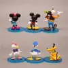 6 Muñecos de la Casa de Mickey Mouse Minnie Pato Donald Goofy Perro Modelo de Oficina Hecho a Mano Adorno de Coche de Dibujos Animados