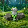 Brinquedo de pelúcia de sapinho fofo novo transfronteiriço segurando lótus Decorações DIY para paisagismo de jardim Acessórios para pendurar Pequenos enfeites
