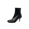 Botas Elásticas Super Elásticas para Mujer Botas Adelgazantes Otoño Invierno Nuevas Punta Redonda Cremallera Lateral Tacón de Aguja Botas de Moda Botines Elásticos para Mujer 42