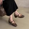 Zapatos Mary Jane de tacón grueso para mujer, invierno 2024, nuevos zapatos franceses de noche con pelo, ropa de abrigo para mujer, además de zapatos de tacón alto de hada de terciopelo.