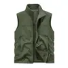 Chaleco de Forro Polar para Hombre Otoño e Invierno, Chaleco Reversible para Exteriores con Múltiples Bolsillos, Chaqueta de Cuello Alto, Chaleco Cálido para Hombre