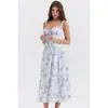 Amazon Moda Transfronteriza Sexy Ajustado Ceñidor de Cintura Estilo Francés Vestido con Abertura Larga de Tirantes de Gama Alta para Mujer