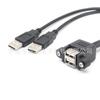 Doble USB Hembra con Orificio para Tornillo a Doble USB a Macho Cable de Datos Cable de Panel USB Hembra con Fijación por Tornillo
