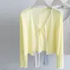 Cárdigan de punto protector solar Tencel para mujer, cubreplaya de seda helada, top exterior tipo camisola, nuevo chal de verano 2026, camisa de aire acondicionado
