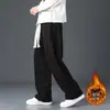 Nuevos Pantalones de Pana de Invierno para Hombre, Pantalones Casuales de Moda Sueltos, Pantalones de Chándal Gruesos Forrados de Polar Cálidos, Pantalones de Pierna Recta con Buena Caída