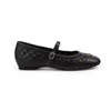 Sapatos Mary Jane Macios de Pele de Ovelha Genuína Embelezados com Flor de Camélia para Mulheres, Novos Estilos Scarpins Rasos Acolchoados Color Block Inspirados em Chanel