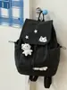 Mochila Fofa de Gato Estilo Coreano para Estudantes Universitários, Bolsa Escolar Xadrez Versátil para Aula e Deslocamento, Mochila Casual Leve para Viagem