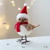 Decoración Navideña de Producto Nuevo Transfronteriza Colgante para Árbol de Navidad Pájaro de Espuma Simulada Bufanda Roja Gorro Pájaro