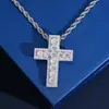 Estilo de Moda Transfronteiriço Pingente de Cruz Multicor Cravejado com Diamantes Prata S925 Inlaid com Moissanite Vvs Pingente de Estilo de Rua Europeu e Americano