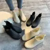 Botas de Lluvia de Moda Japonesa Botas de Lluvia de Caña Corta para Mujer Botas de Agua Calientes de Terciopelo Zapatos de Agua de Caña Baja Botas de Agua Antideslizantes Zapatos para Lavar el Coche Cocina