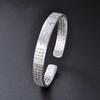 Pulsera de plata de ley 999 con diseño de sutra del corazón y escrituras budistas de loto retro de estilo étnico, abierta, para mujer