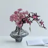 Vaso de Vidro Softhome Escandinavo de Boca Larga com Frisos e Borda Enrolada Plissado Decoração Suave Decorações para Sala Modelo
