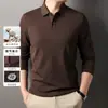 Playera de Manga Larga para Hombre con Solapa de Algodón Casual Transpirable Moda para Jóvenes y Mediana Edad Camisa Polo de Negocios Otoño 2024