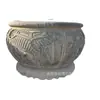 Tanque de Peixes Esculpido em Pedra Lótus Vermelho Noturno Padrão de Peixe Vaso de Flores Tanque de Água de Mármore Escultura de Paisagismo de Jardim Ornamentos