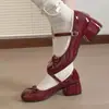 Zapatos de Salón Individuales para Mujer Estilo Lazo Francés Modelo Nuevo Verano 2026 con Punta Redonda, Boca Baja y Tacón Grueso Zapatos Mary Jane
