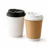 Copo de papel descartável à prova de vazamento para bebidas quentes, camada dupla, espessado, isolado a vácuo, para milk tea, café, embalagem comercial, com impressão de logo