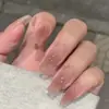 Patch de Unha Artística de Comprimento Médio Blush Puro Francês Explosões Unha Removível Falsa Suave