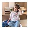 Camiseta de Manga Curta Stretch Ice Porcelain para Meninas Verão 2026 Nova Blusa Infantil Camiseta Casual Fina de Meia Manga de Verão para Meninas