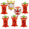 Dança do Leão de Ano Novo formato de couplet verde balão de filme de alumínio moda nacional gato da sorte cabeça de leão balão decorativo festivo